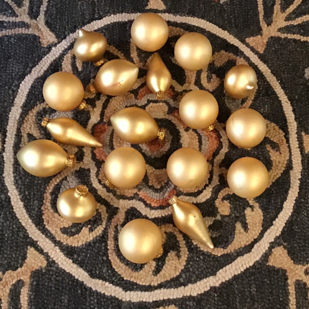 Matte gold tree ornaments. Set of 18